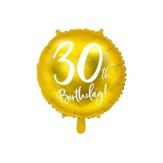 Balón foliový 30. narozeniny zlatý, 45 cm