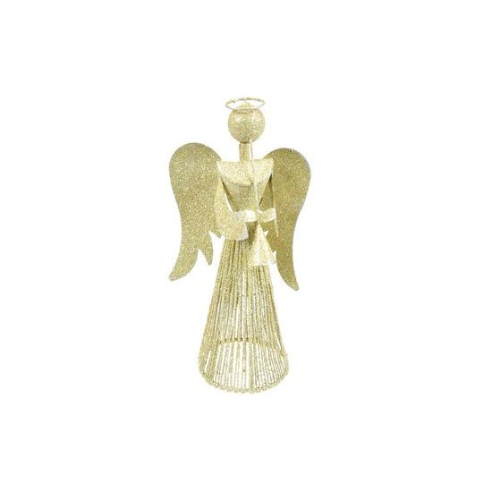anděl 30cm zlatý metal s andělskou trubkou 8882345