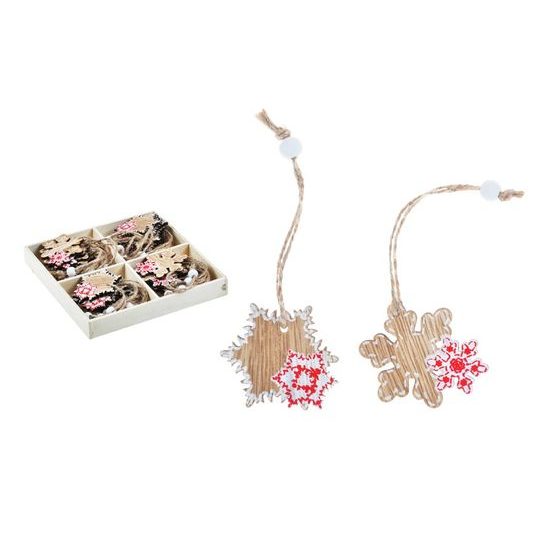 set 24ks hvězda dřevo 4cm s korálkem 8885818