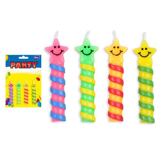 dortové svíčky s hvězdičkou barevný mix 4ks 8800084