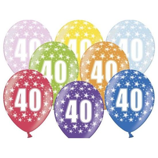 Silné balóny 30 cm metalický mix - narodeniny č. 40