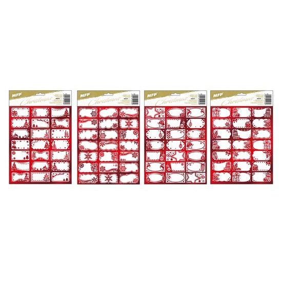 samolepky na dárky vánoční červené 200x300mm/21ks 8885876