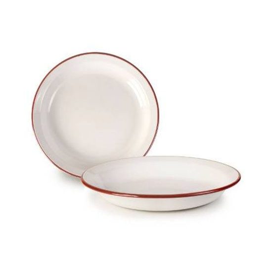 Smaltovaný talíř hluboký červeno bílý 28cm