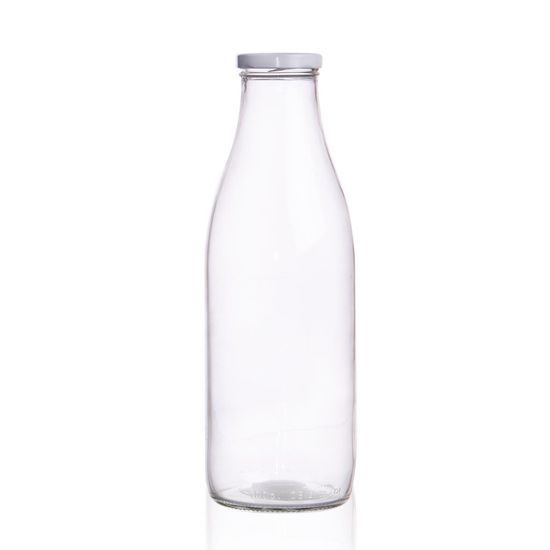 Glass Bottle with Lid for Milk 1L Clear