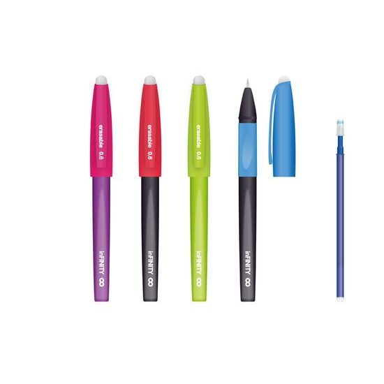 kuličkové pero gumovací Infinity + náplň 0,6 modré na blistru 6001337