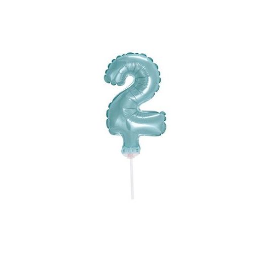 Fólia léggömb számok türkiz (Tiffany) 12,5 cm - 2 db tartóval