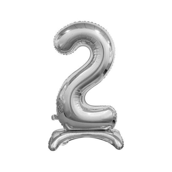Silver Foil Number Balloon on Base, 74 cm - 2