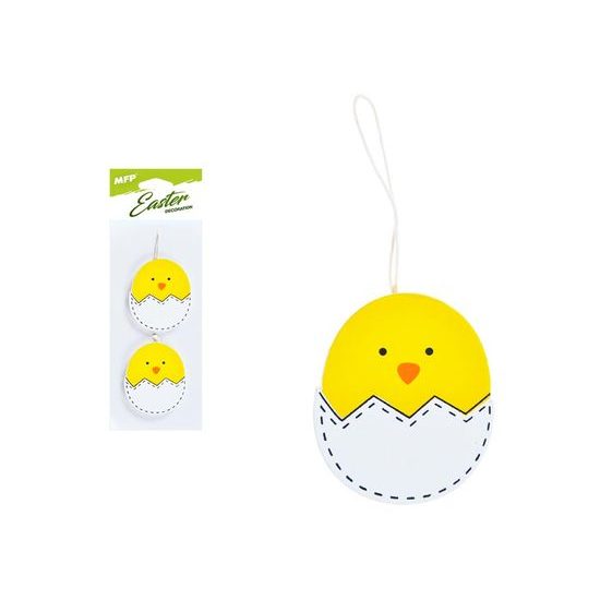 kuře 2ks dřevo závěs 6,5cm skořápka 2221424