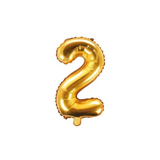 Balloon foil numerals gold 35 cm - 2 (CANNOT BE FILLED WITH HELIUM)