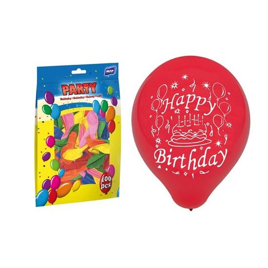 balónek nafukovací standard 23cm Happy Birthday mix 8000131