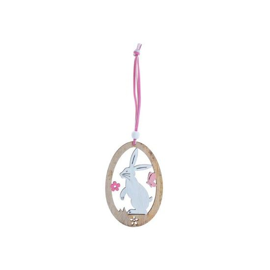 vejce dřevo závěs 2D zajíc 10cm 2221419