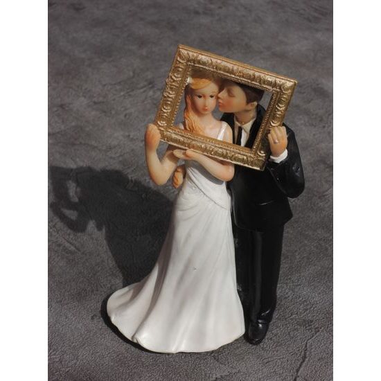 Bride and groom with frame - wedding figurines for cake