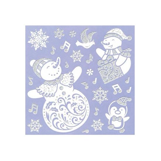 samolepky vánoční se stříbrným glitrem 180x180mm 8882327