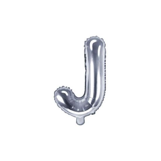 Balloon foil letter "J", 35 cm, silver (NELZE PLNIT HELIEM)