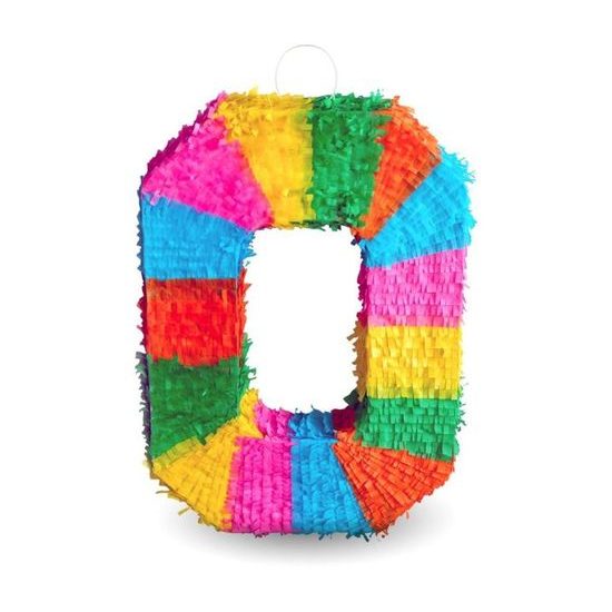 Piñata number " 0 " coloured - breakable, 50x35x7,5 cm