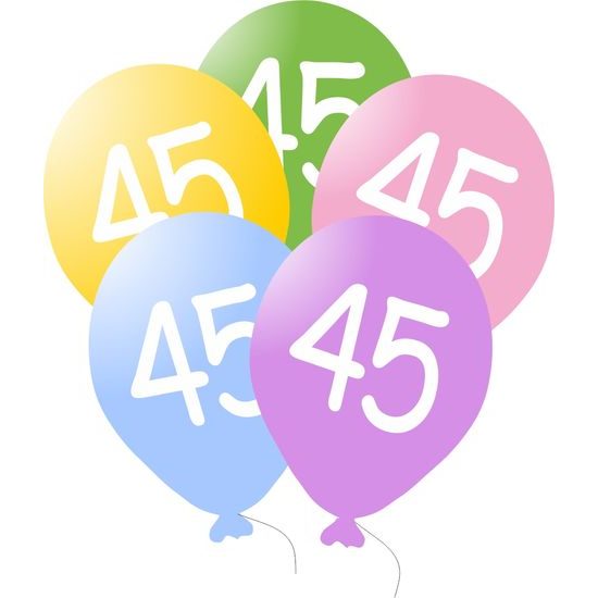 Birthday Balloons 5pcs with number 45