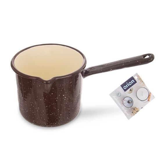 Hrnček smaltovaný HNEDÝ 12 cm rukoväť