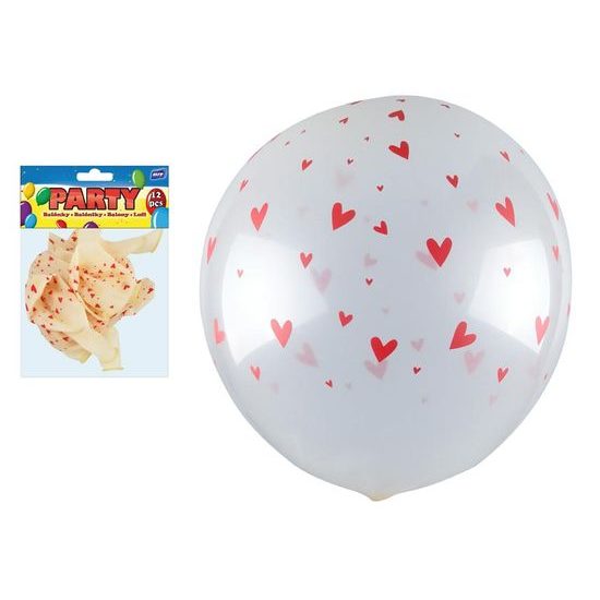 balónek nafukovací 12ks sáček transparent potisk 30cm 8000143