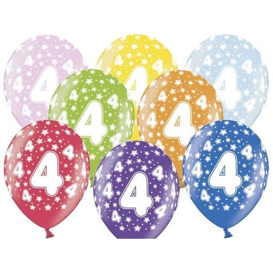 Thick Balloons 30 cm metallic mix - Birthday No.4