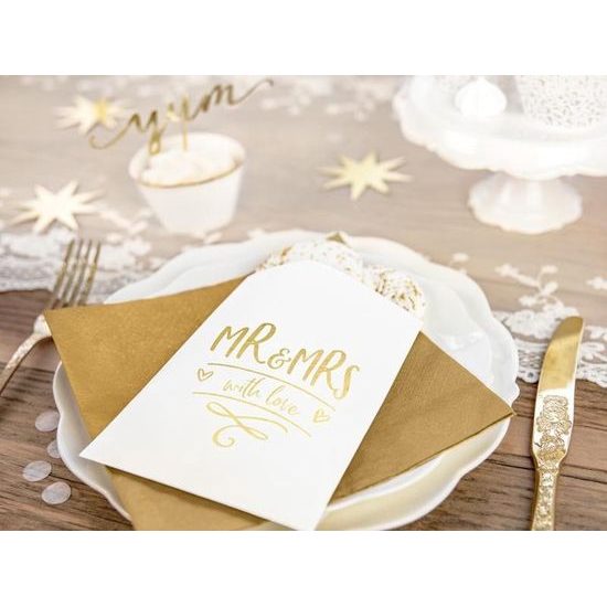 Paper bags for sweets Mr&Mrs white - Wedding -13 x 14cm - 6 pcs