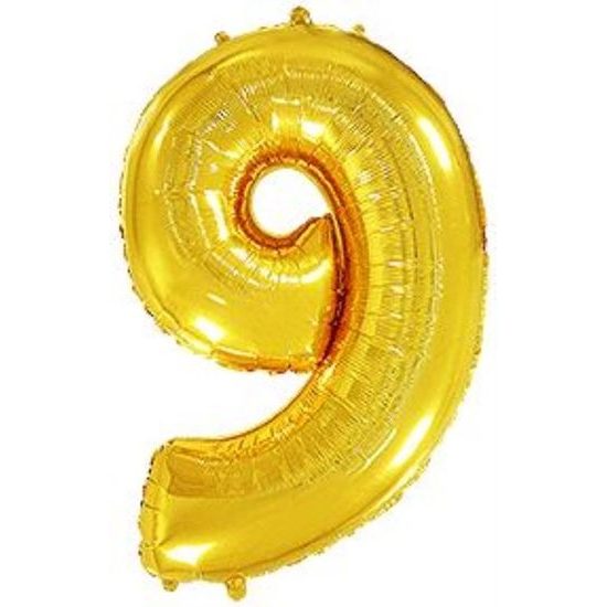 Gold Foil Number Balloon - 115 cm - 9
