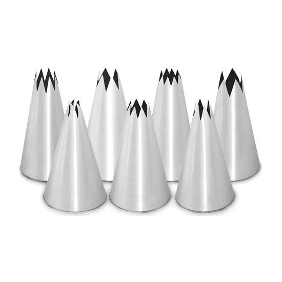 Set of 7 piping nozzles - star-shaped