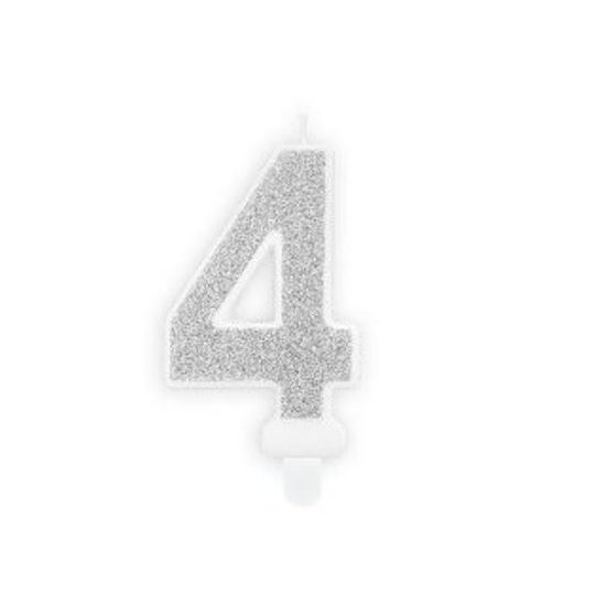 Ezüst születésnapi gyertya 4, 7 cm