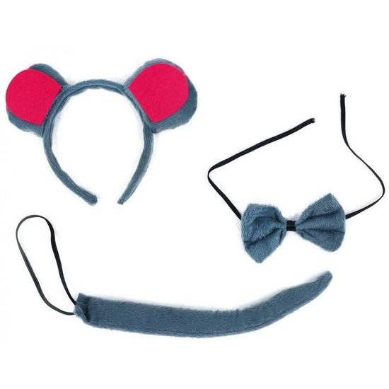 Mouse set with tail, headband and bow tie