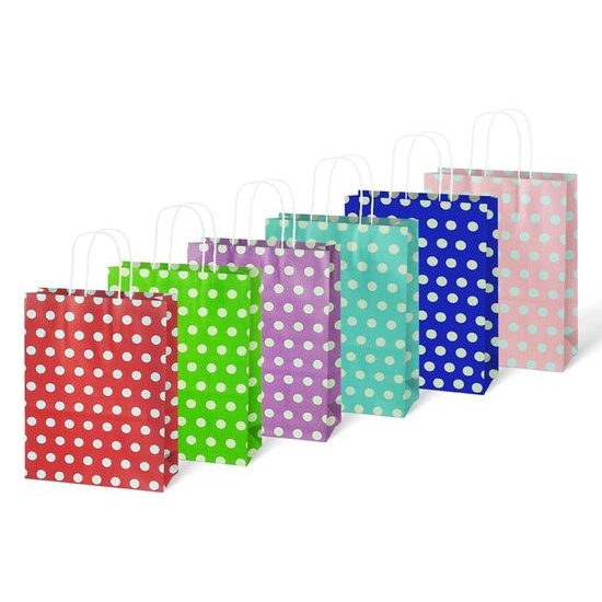 taška dárková kraft L 245x310x105 puntík mix 5251327