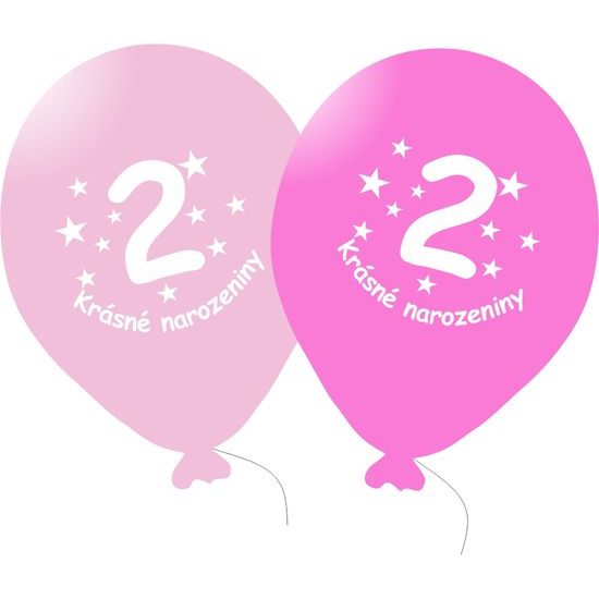 Balónek růžový KRÁSNÉ NAROZENINY číslo 2 - 5 ks