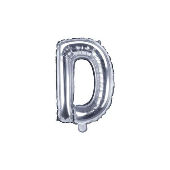 Balón foliový písmeno "D", 35 cm, stříbrný (NELZE PLNIT HELIEM)