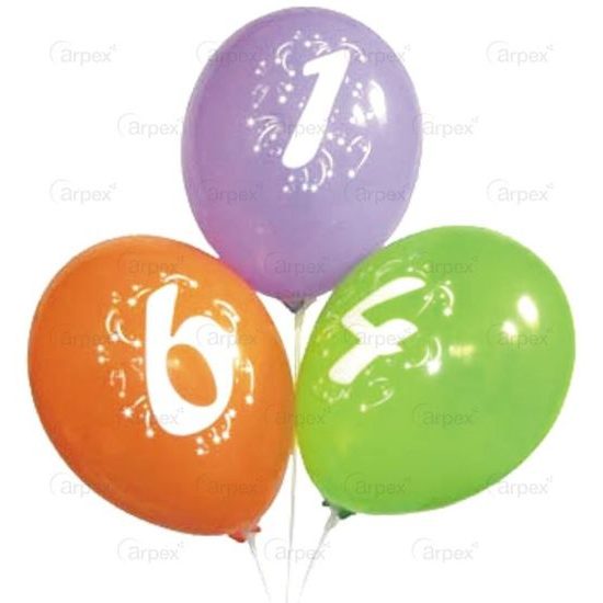 Number 9 Printed Balloons - 3 pcs in pack, 25 cm