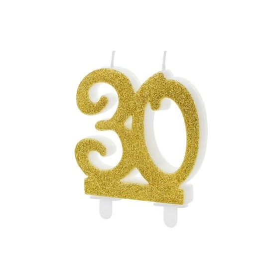 Birthday candle 30, GOLD - 7,5 cm