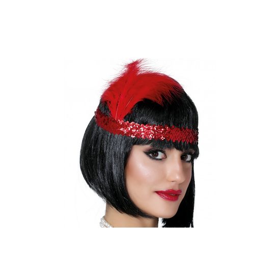Čelenka Charleston - ideálna na prvorepublikové párty - s červeným perom
