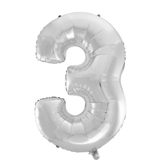 Balloon foil digits silver- SILVER 115 cm - 3