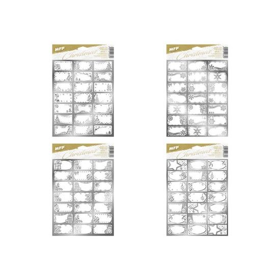 samolepky na dárky vánoční stříbrné 200x300mm/21ks 8885930