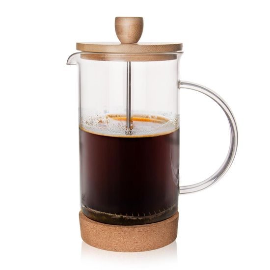 Glass/stainless steel/bamboo coffee pot CORK 1 l