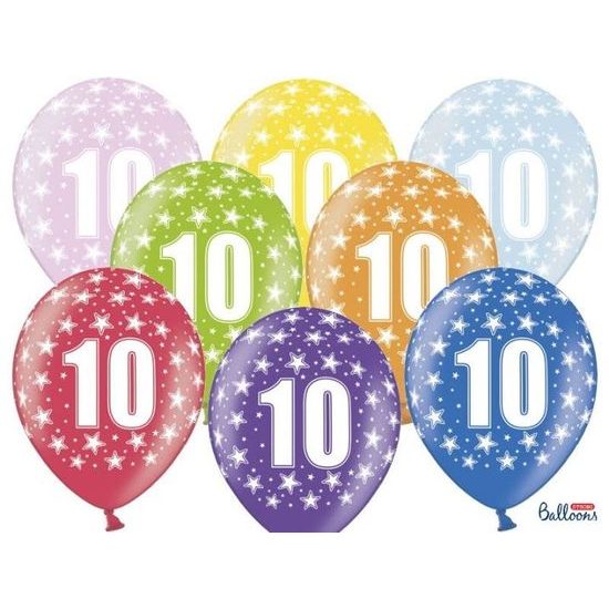 Thick Balloons 30 cm metallic mix - Birthday No.10