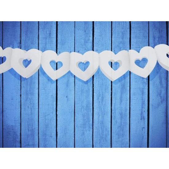 Paper Garland - Hearts - WHITE Length 300 cm - Wedding / Valentine's Day