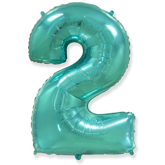 Balón foliový číslice tyrkysová (Tiffany) 115 cm - 2