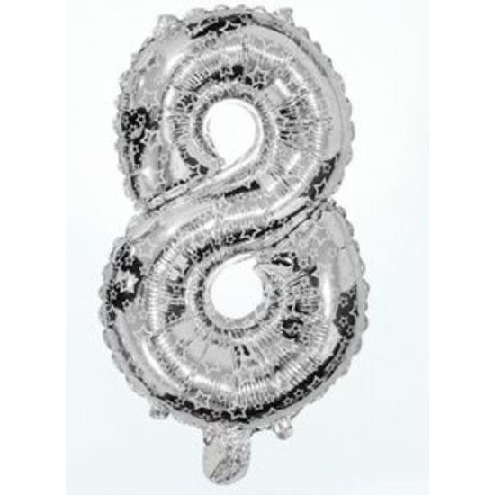 Balloon foil numerals silver 35 cm - 8 (NELZE PLNIT HELIEM)