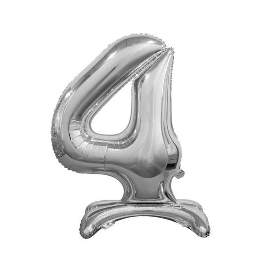 Silver Foil Number Balloon on Stand, 74 cm - 4