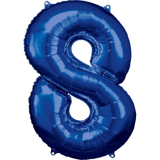 Balónek fóliový narozeniny číslo 8 modré 86cm