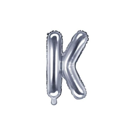 Fólia léggömb "K" betű, 35 cm, ezüst (NEM Tölthető héliummal)
