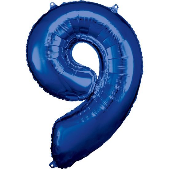 Balónek fóliový narozeniny číslo 9 modré 86cm