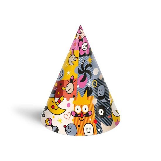Klobouček karnevalový papírový mix č. 4 6 ks 16 cm