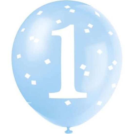 1st Birthday Balloons KLUK - 5 pcs - 30 cm - BLUE