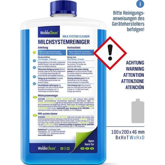 Čistič mliečnych ciest pre kávovary, šľahacie a zmrzlinovacie stroje - 750 ml