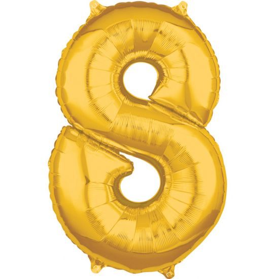balónek fóliový narozeniny číslo 8 zlaté 66cm