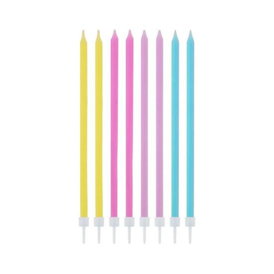 Birthday candles - pastel long,14,5 cm 16 pcs